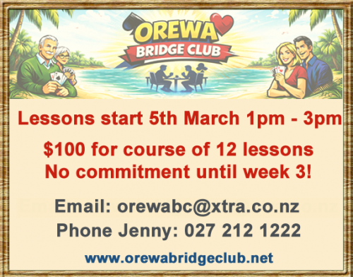 Beginners Bridge Lessons at Orewa Bridge Club